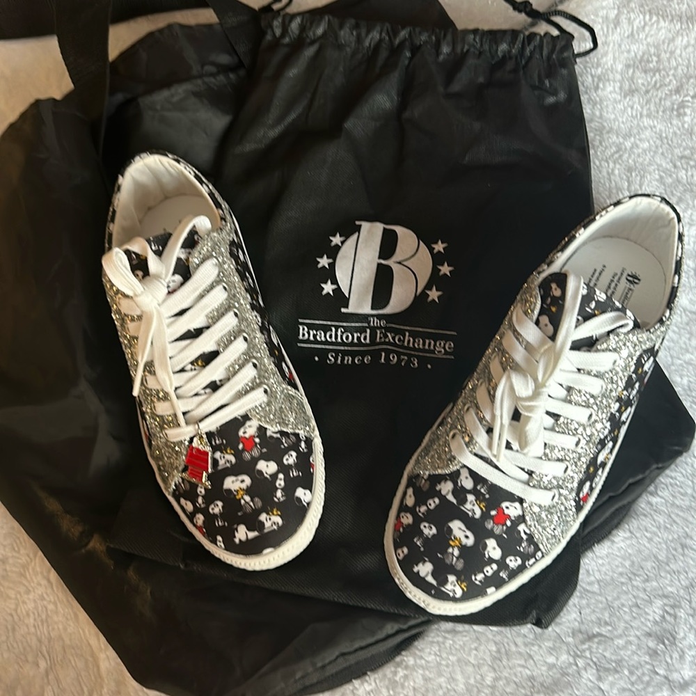 Bradford Exchange Snoopy glitter 7.5 M keds style tennis shoes.